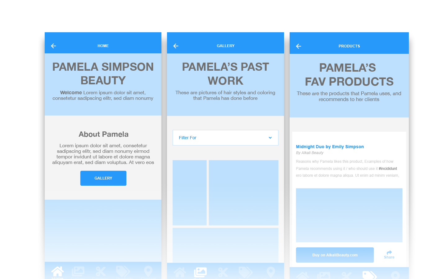 The mobile wireframes that I created for this project